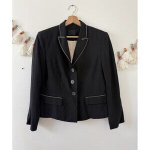 Vintage Ronit Zilkha Black Virgin Wool Blazer Single Breasted Victorian Modest